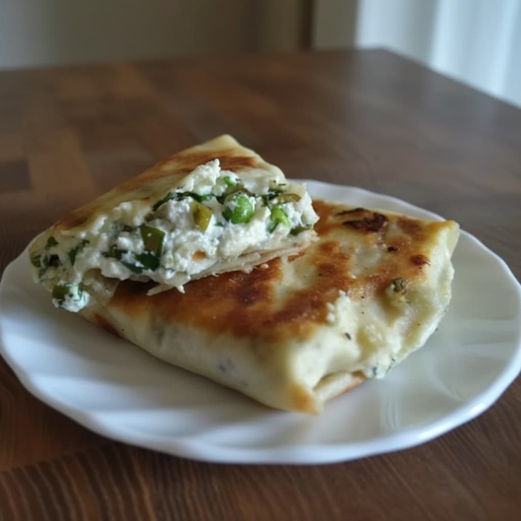 Лаваш с творогом, щавелем и гаудой