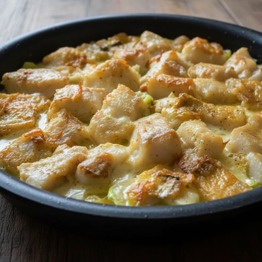 Треска с картофелем и кабачками