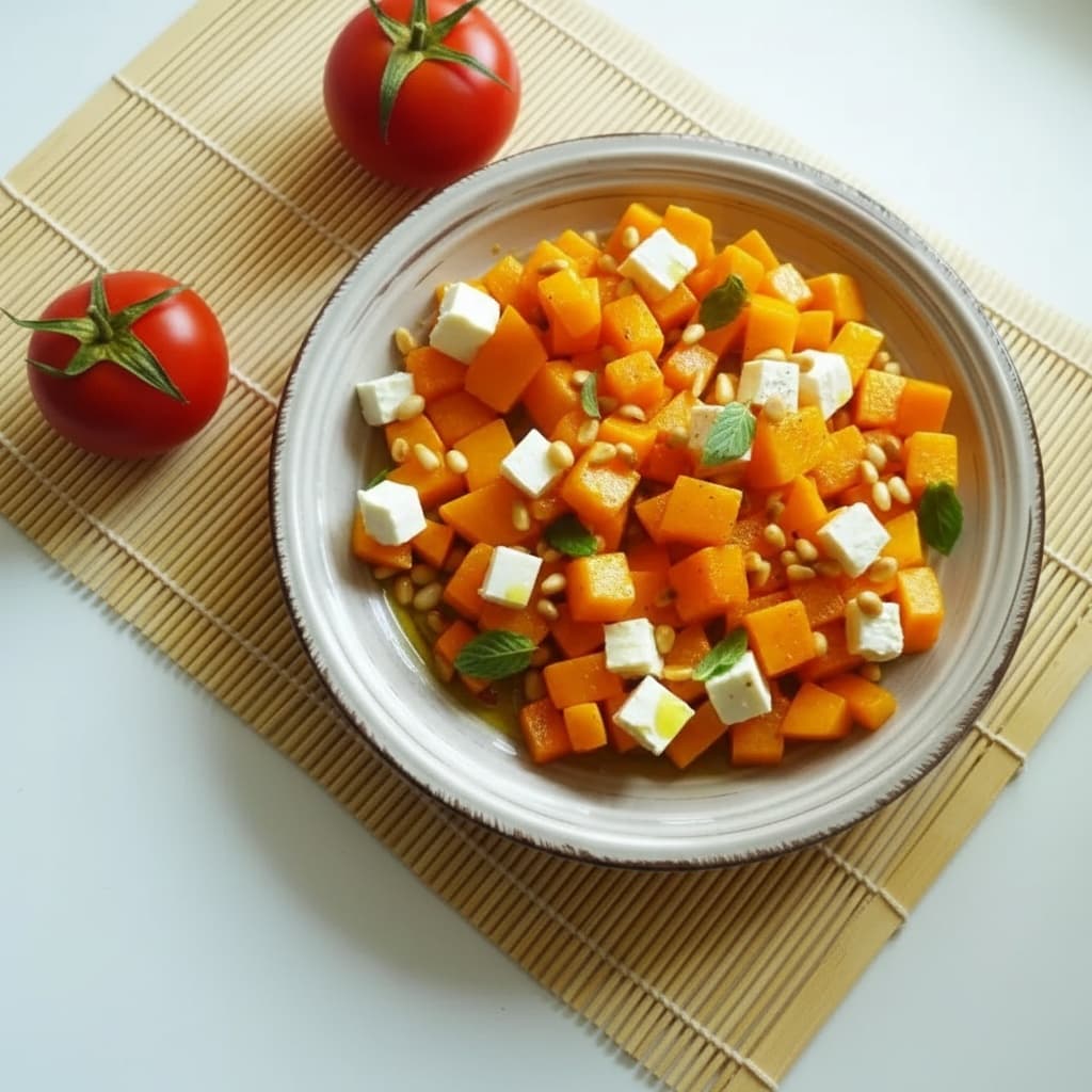 Салат из тыквы с фетой и кедровыми орешками