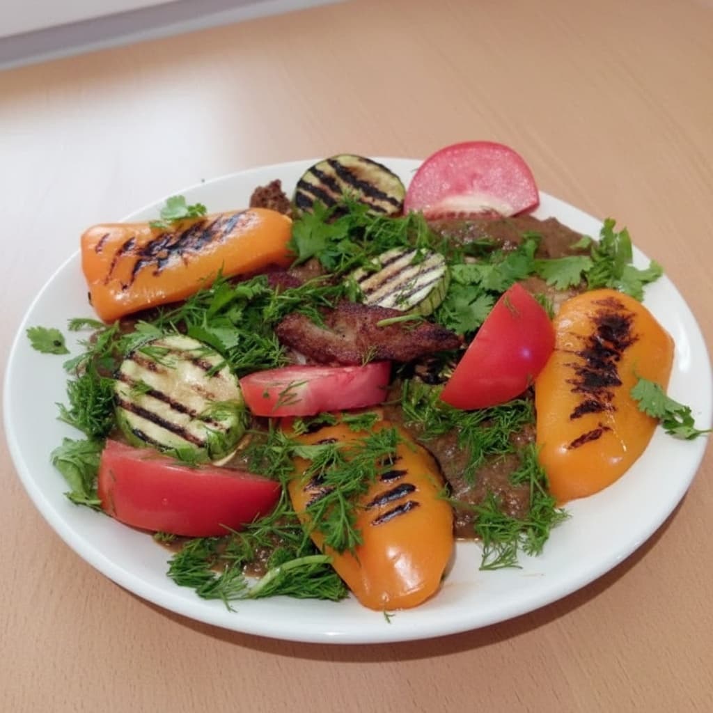 Филе морского языка с овощами гриль