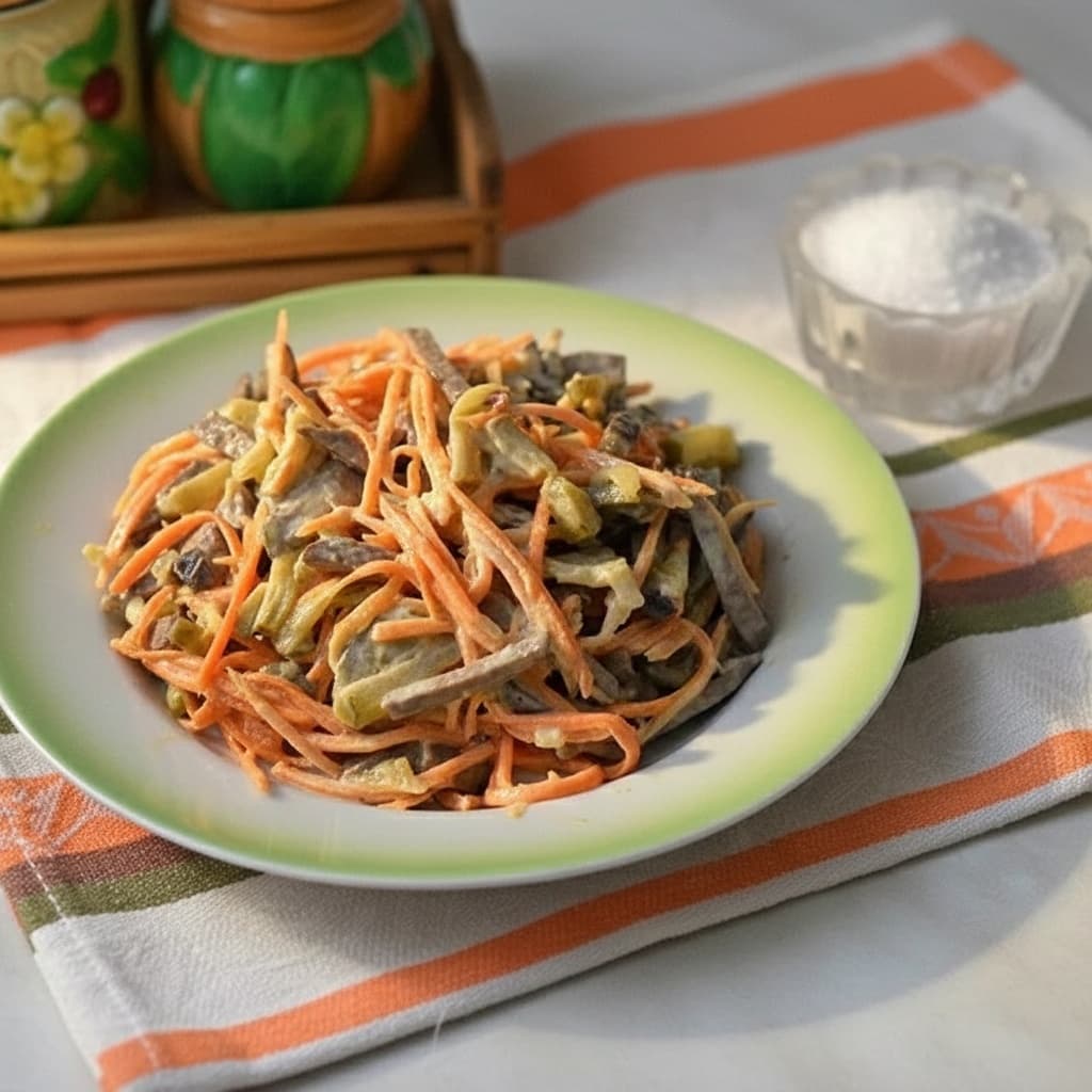 Салат из свиной печени с морковью по-корейски