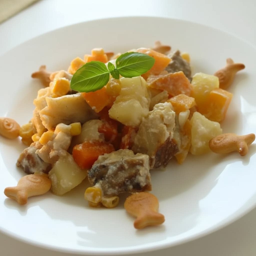 Жаркое из трески с репой и кукурузой