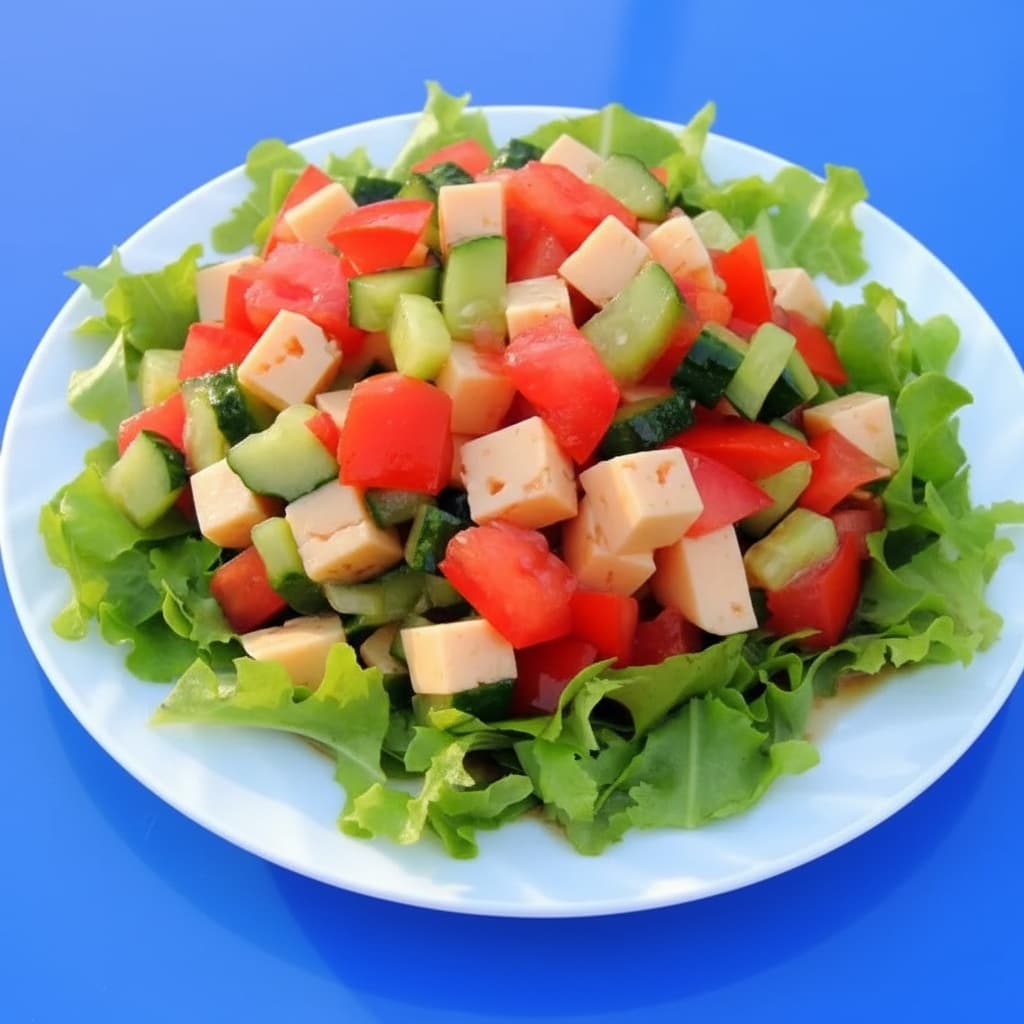 Салат из овощей с сыром