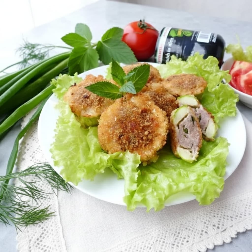 Кабачковые шайбы с фаршем в хрустящей панировке