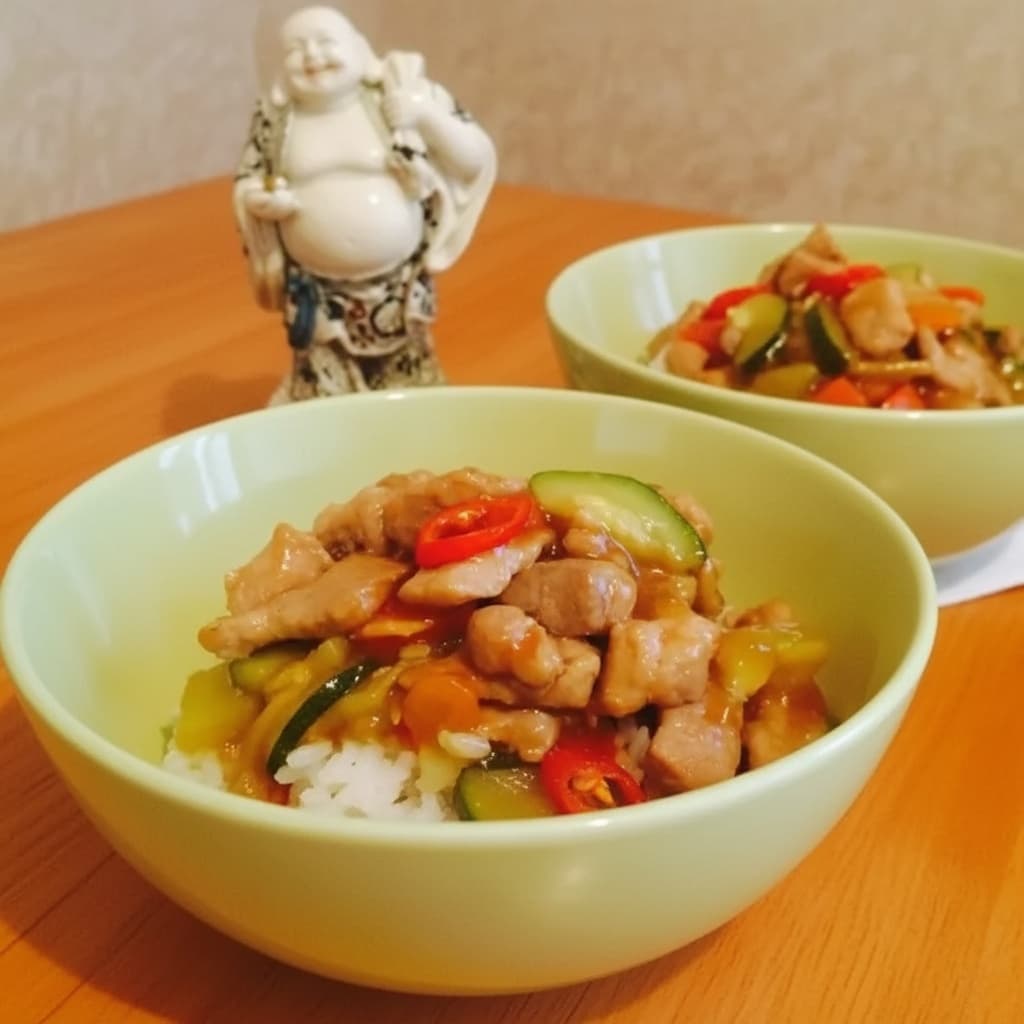 Свинина с овощами в кисло-сладком соусе