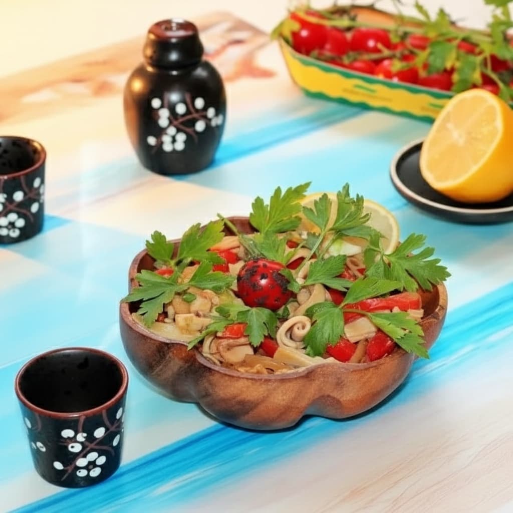 Салат с кальмарами и сладким перцем