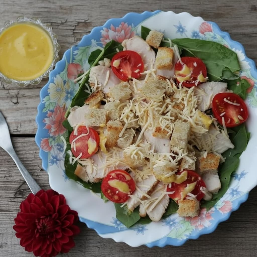 Салат «Цезарь» с курицей и помидорами