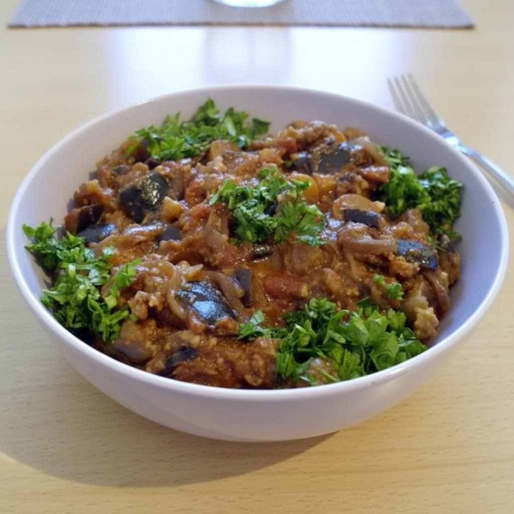 Рагу по-грузински с баклажанами и грецкими орехами