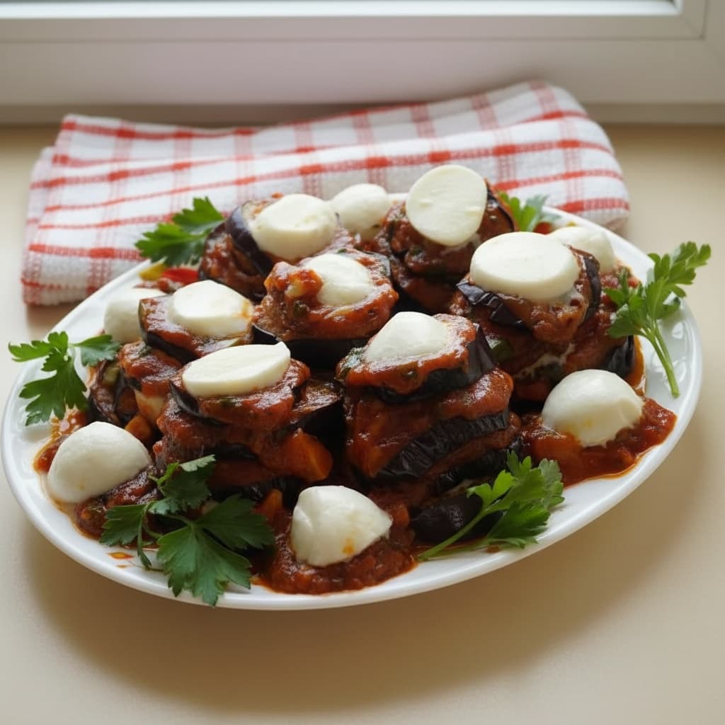 Закуска из баклажанов и моцареллы