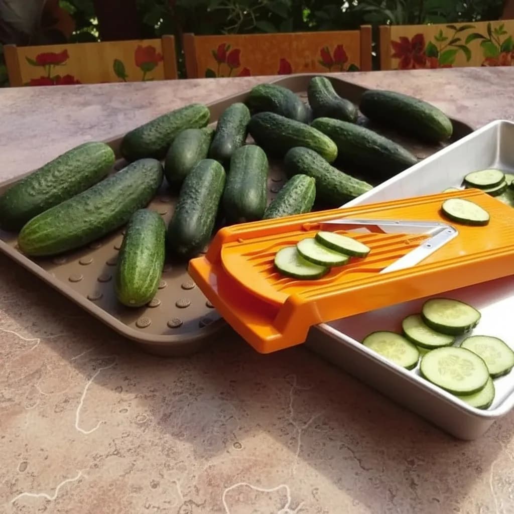 Нарезанные огурцы