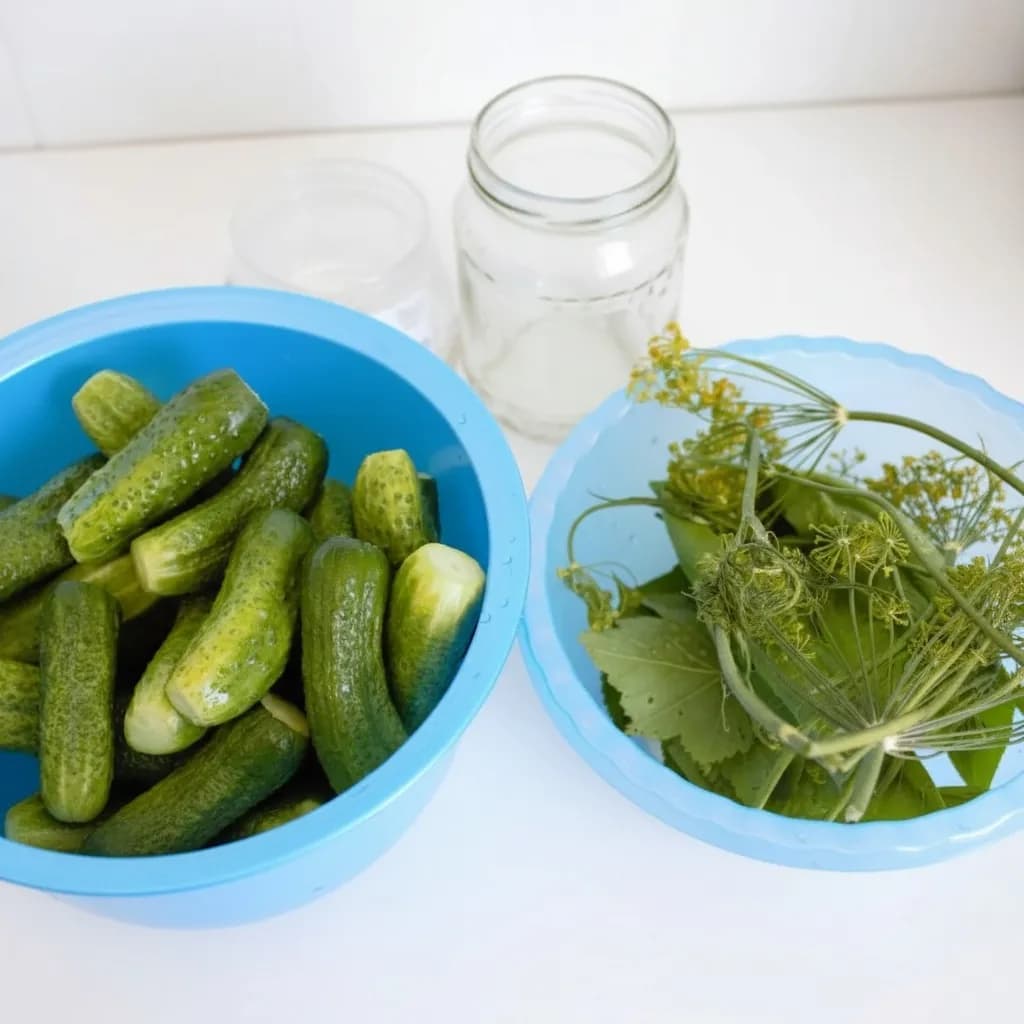 Огурцы и зелень