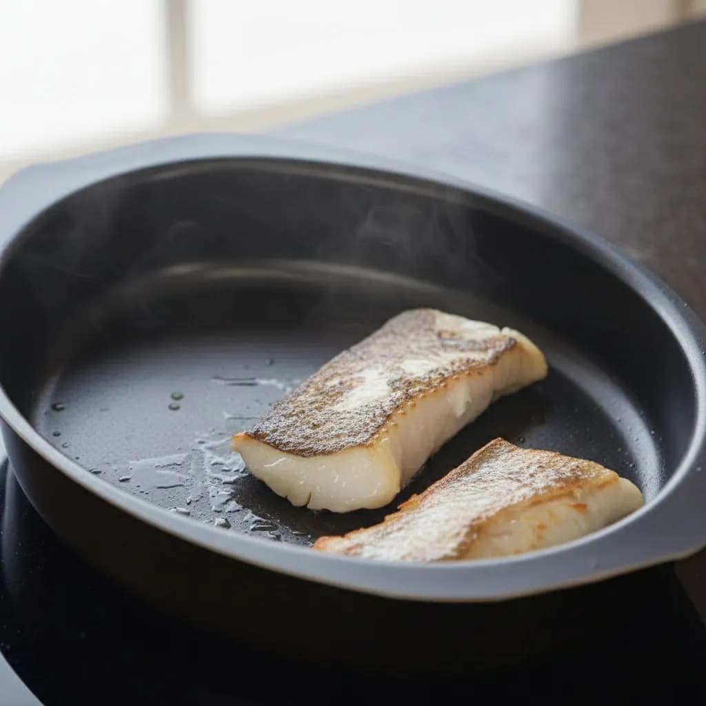 Палтус на сковороде