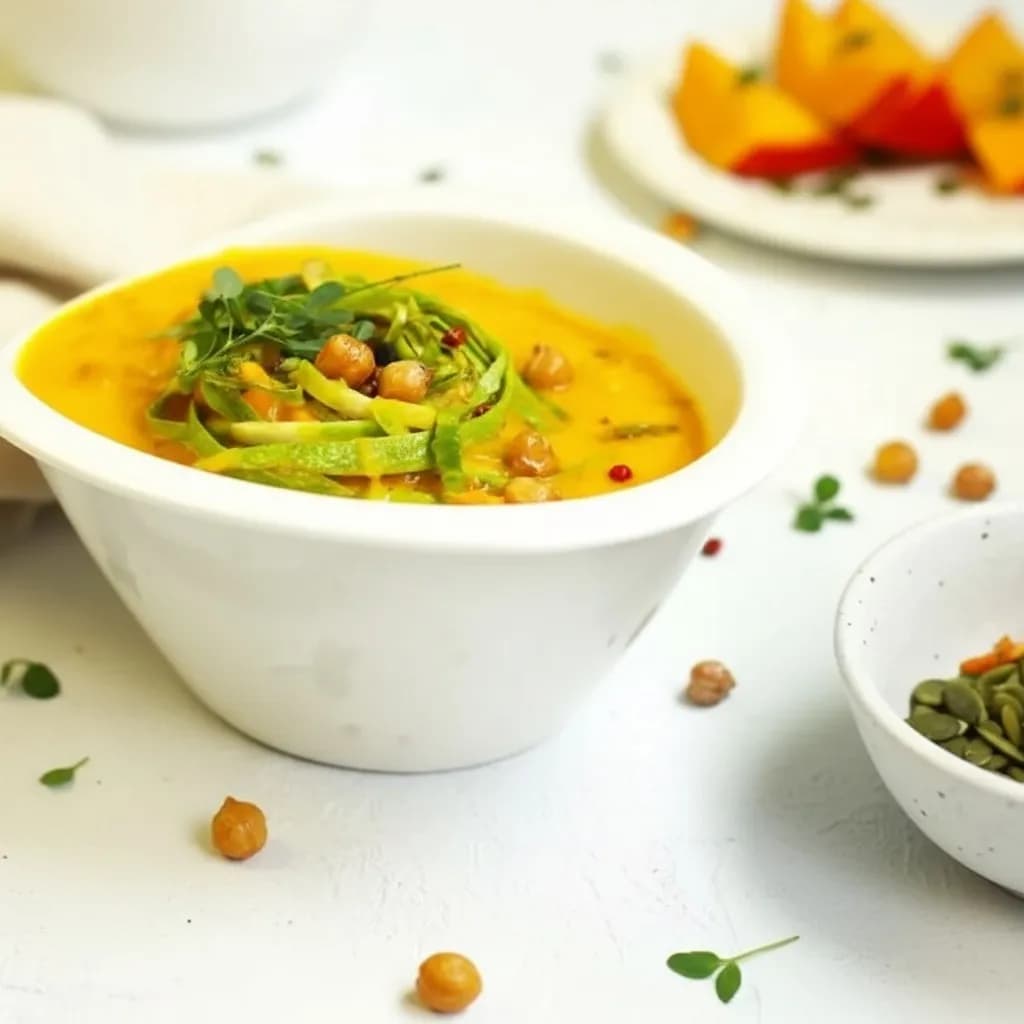 Суп из тыквы с кабачками и нутом