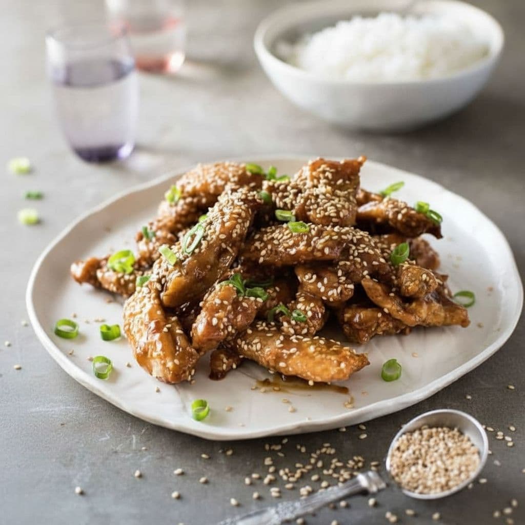 Хрустящая курица с мёдом и кунжутом по-китайски