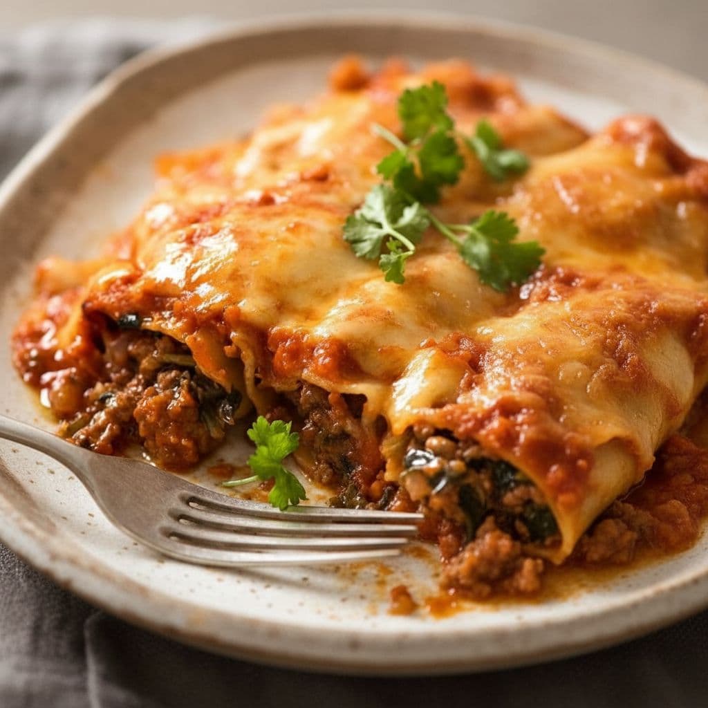 Каннеллони с говядиной и шпинатом