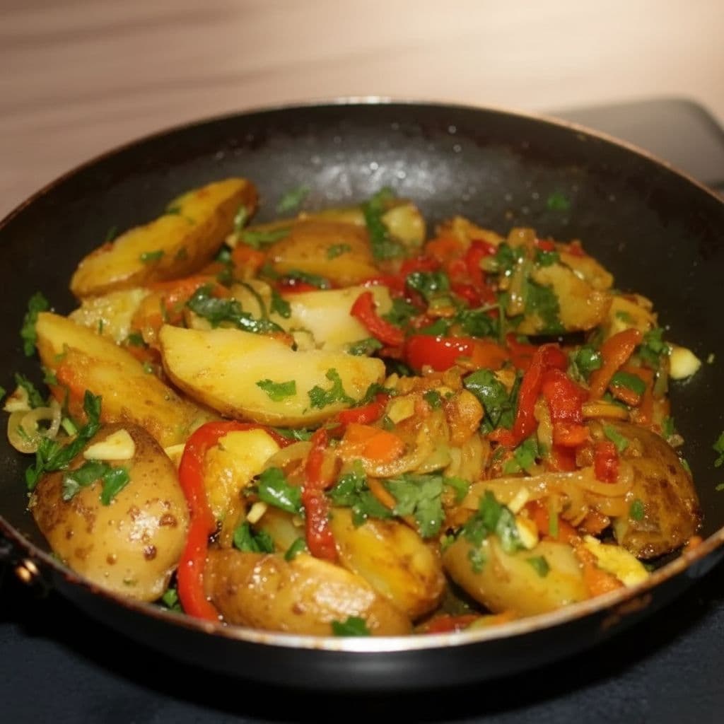 Картофель в мундире с имбирем, овощами и куркумой