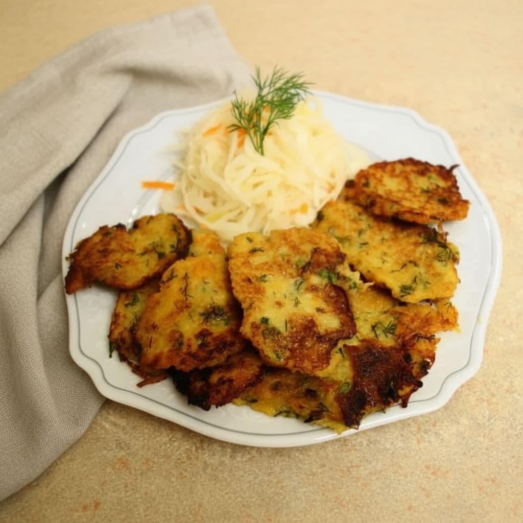 Картофельные оладьи с квашеной капустой