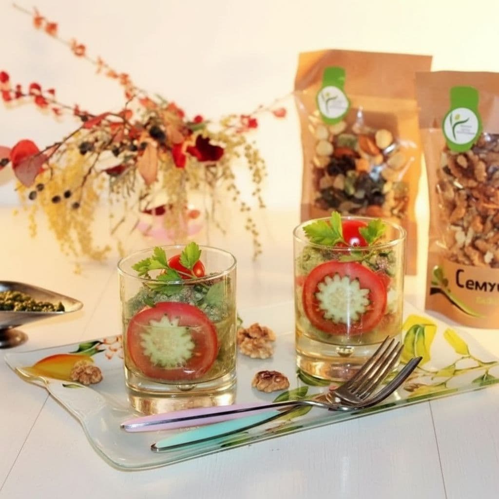 Салат с авокадо и ореховым соусом