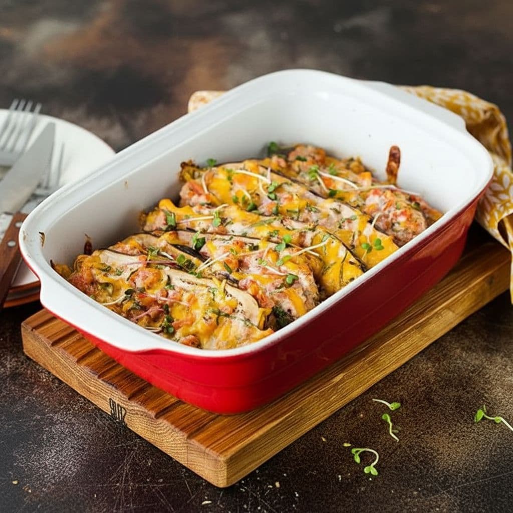 Баклажаны с помидорами и сыром в духовке