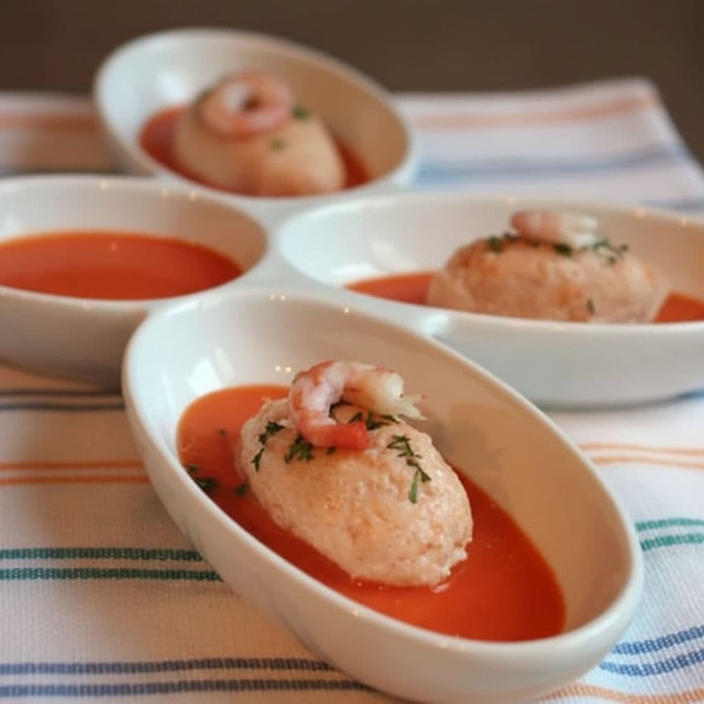 Кнели из креветок в соусе Биск