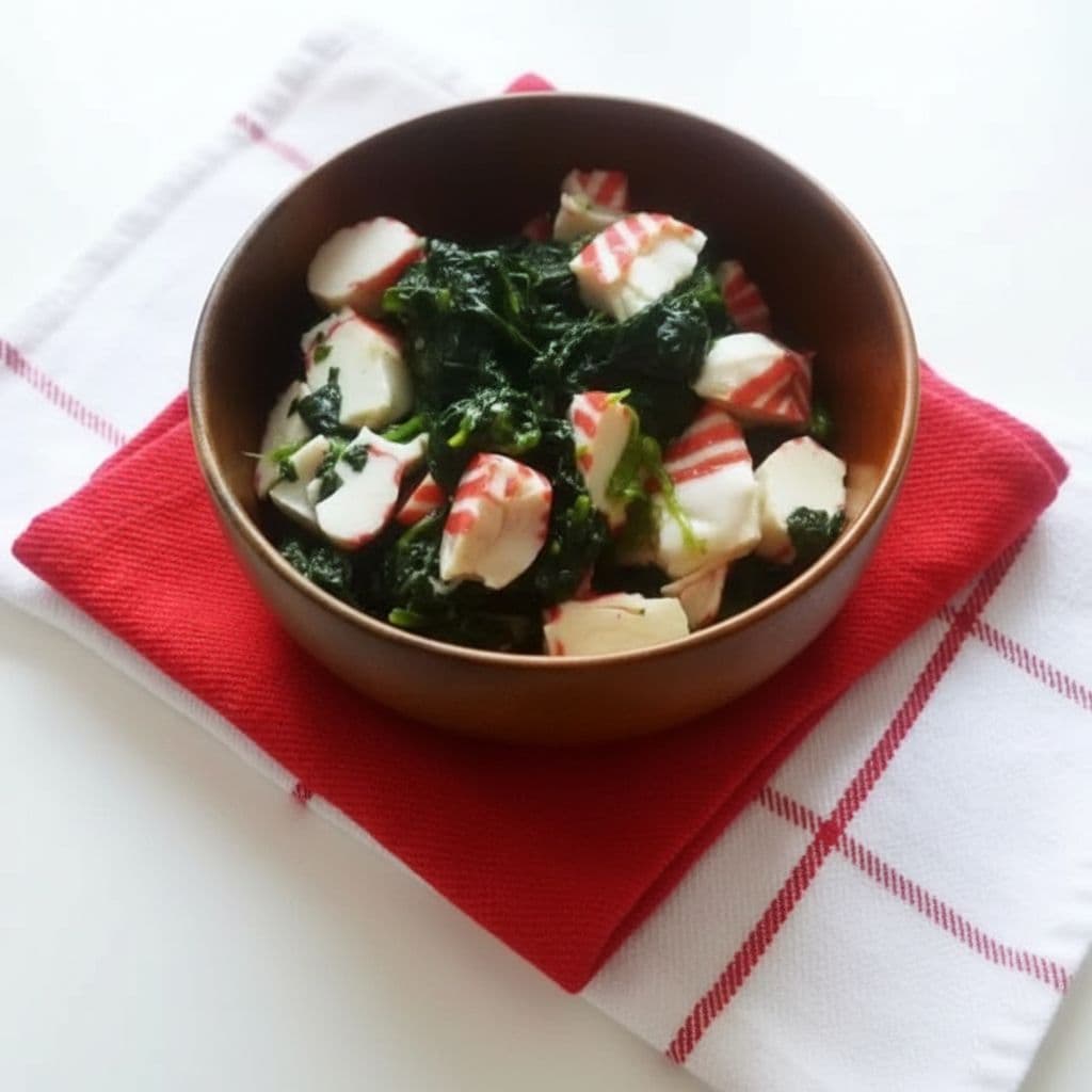 Салат из шпината с крабовым мясом