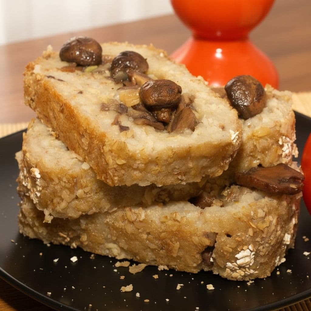 Запечённый овсяный рулет с грибной начинкой