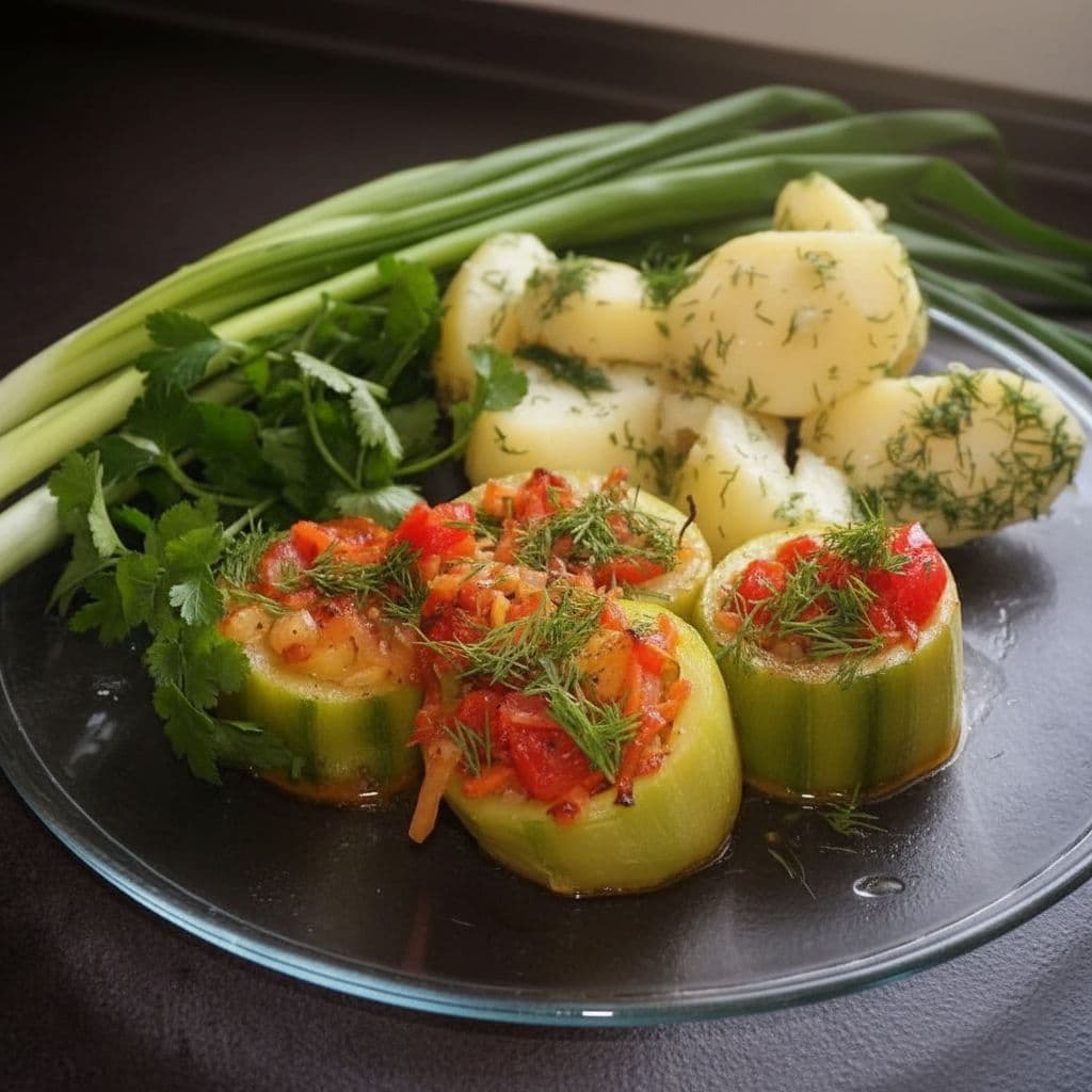 Овощное рагу в кабачках