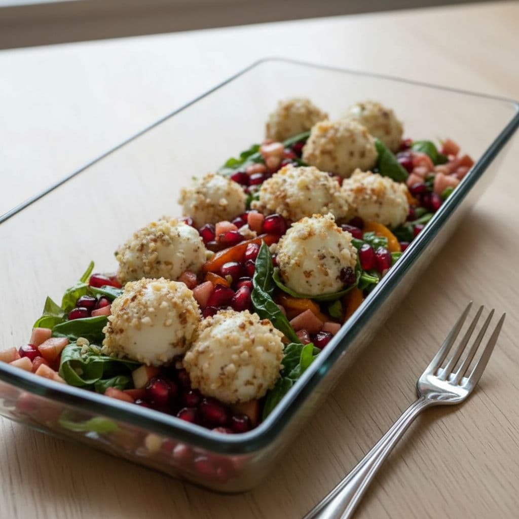 Салат с хурмой, моцареллой и гранатом