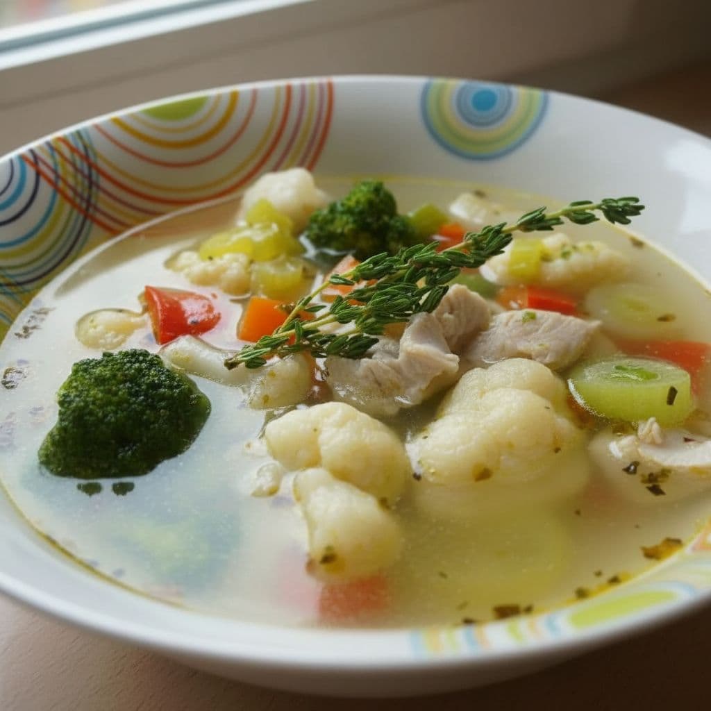 Овощной суп с индейкой и пряными травами