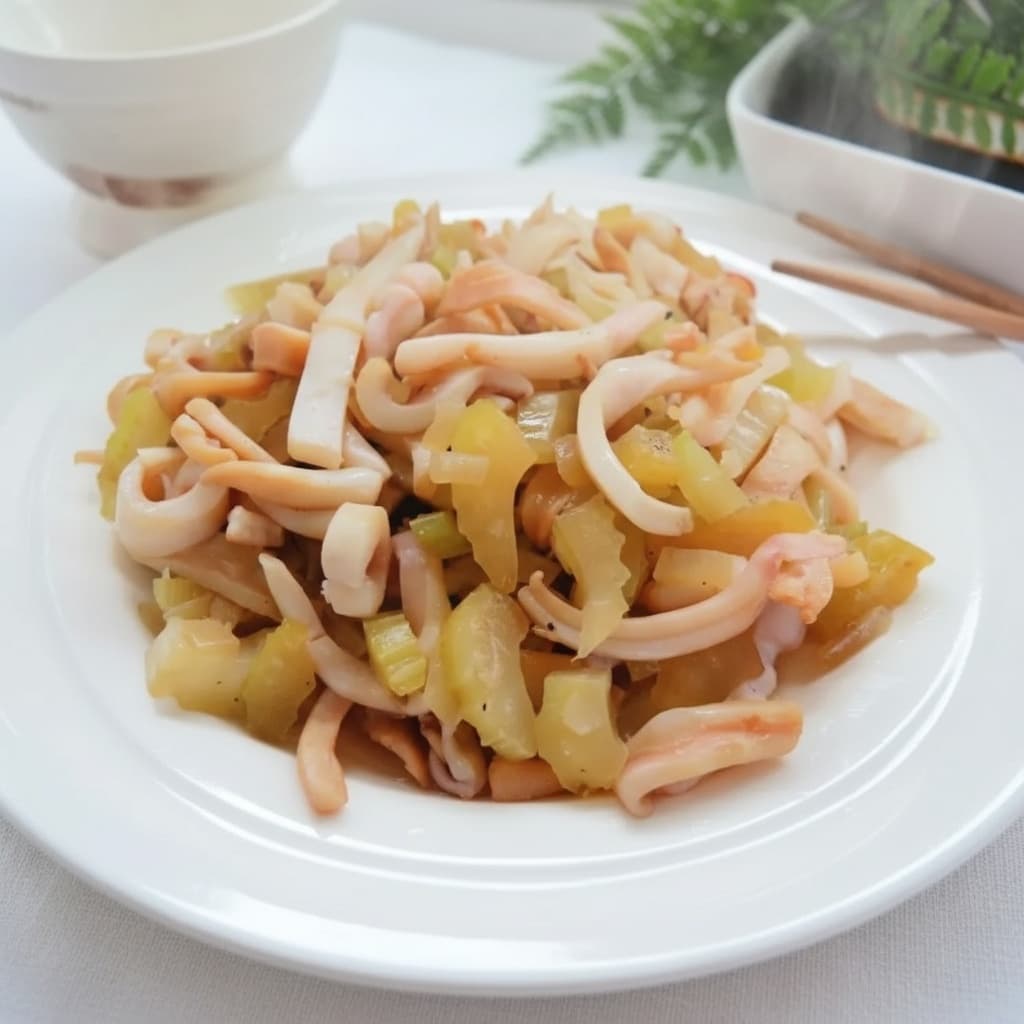 Кальмары по-китайски с имбирем и сельдереем