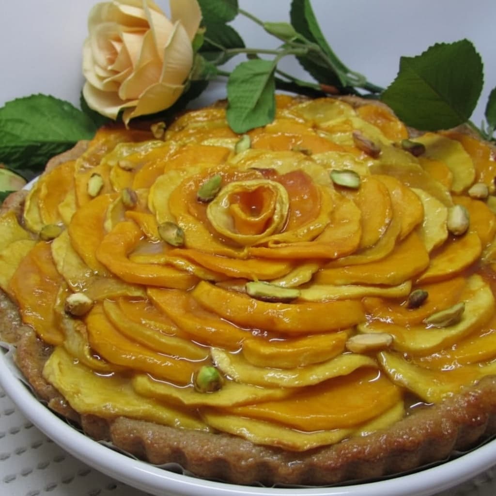 Пирог с карамелизированной тыквой, фисташками и марципаном