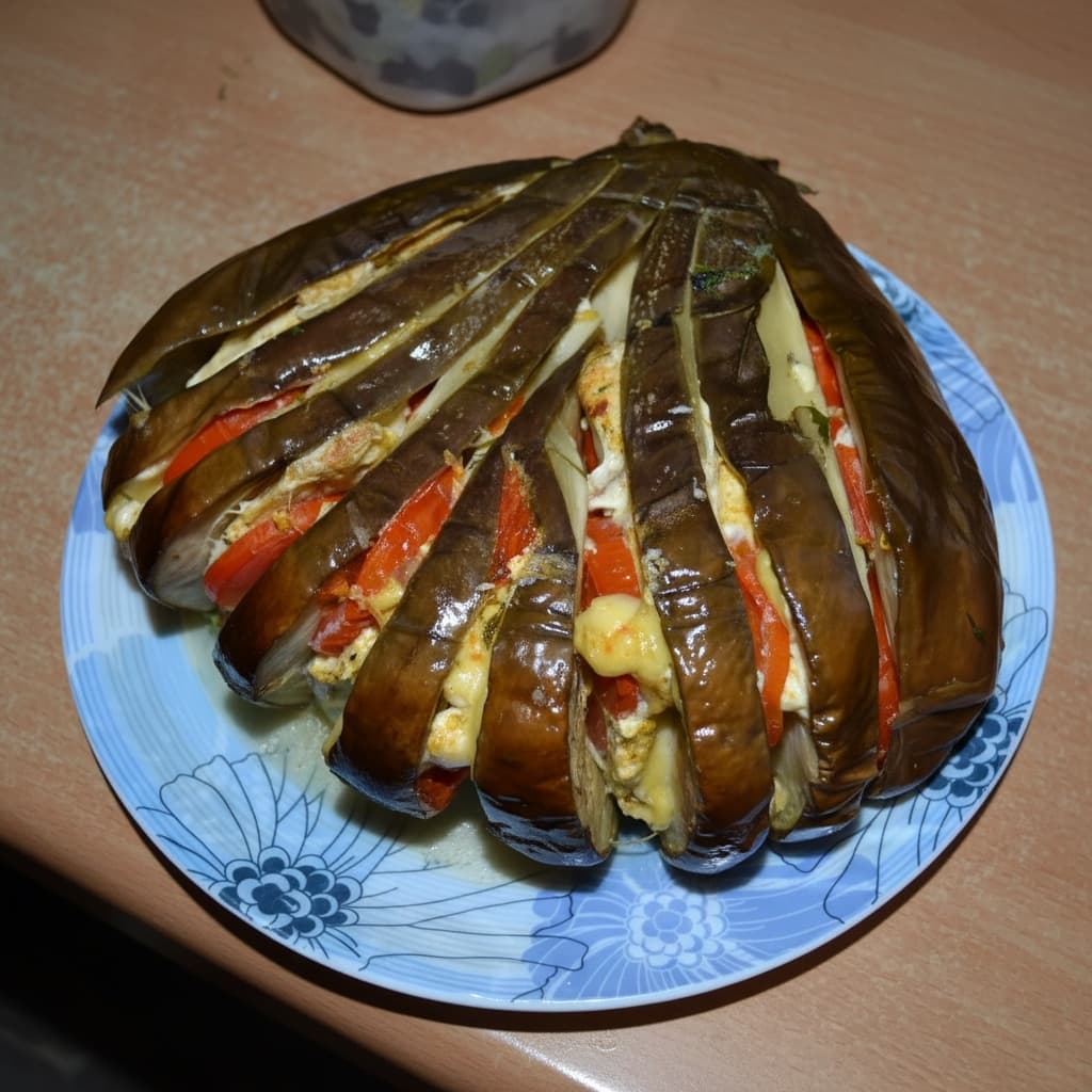 Запечённый баклажан «Павлиний хвост»