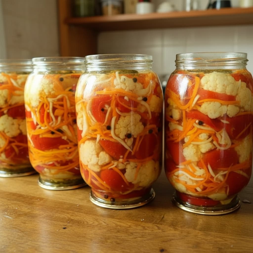 Салат из цветной капусты, моркови и перца на зиму