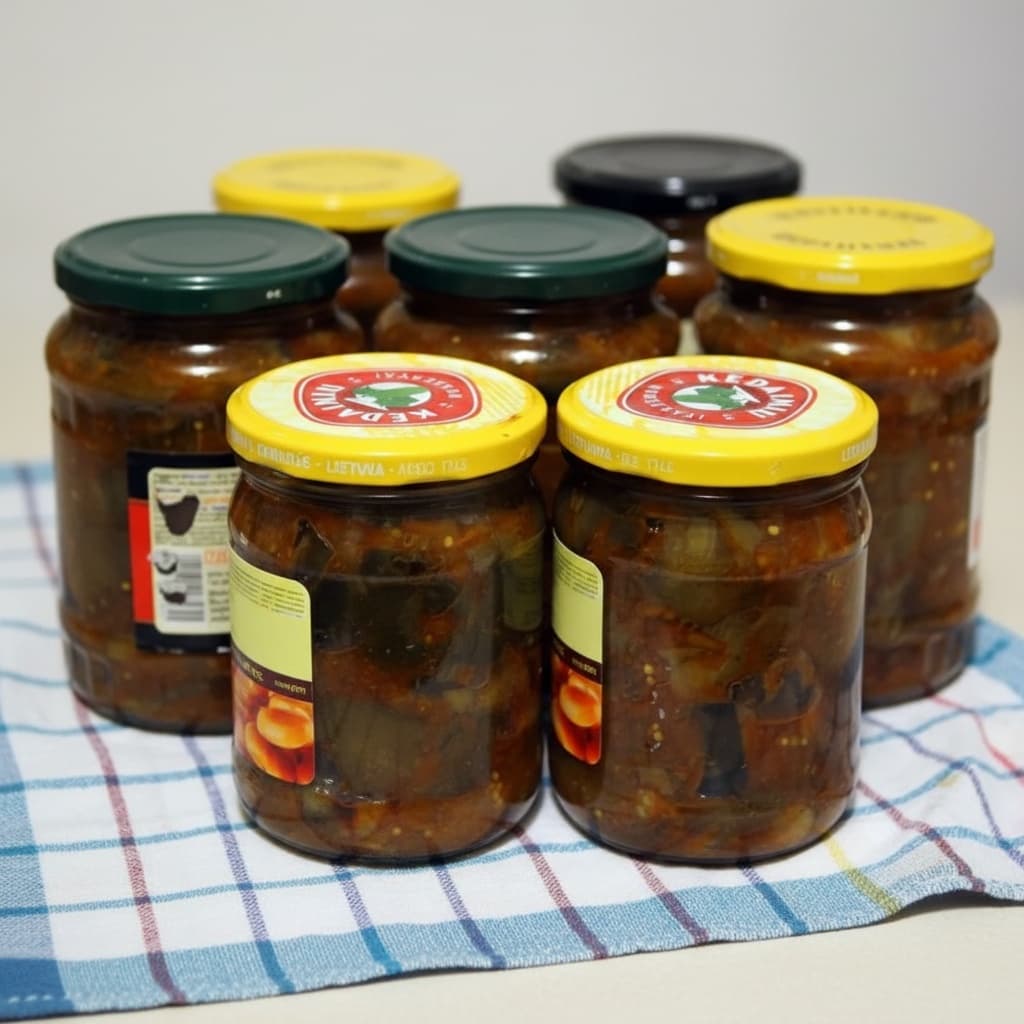 Закуска из лесных грибов с баклажанами